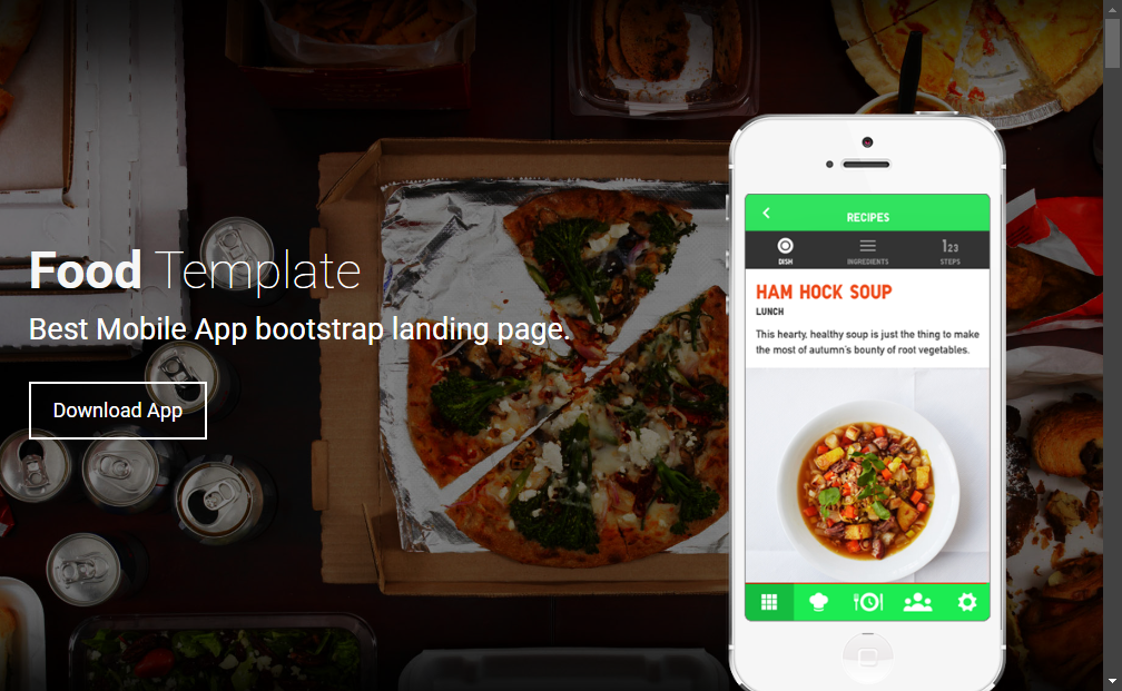 Preview foodz-mobile-app-bootstrap-landing-page