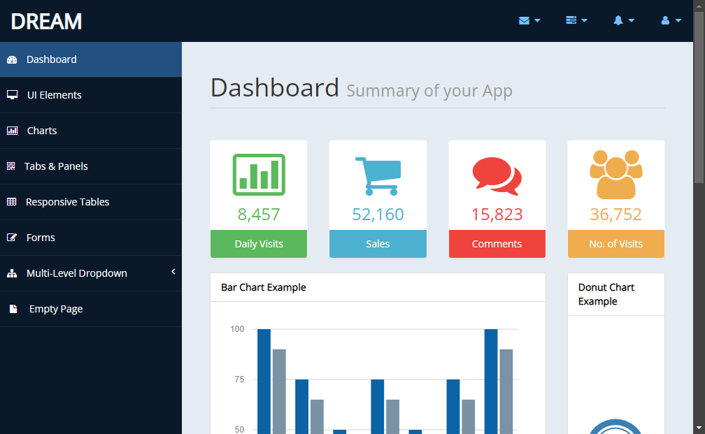 Preview free-bootstrap-admin-template-dream