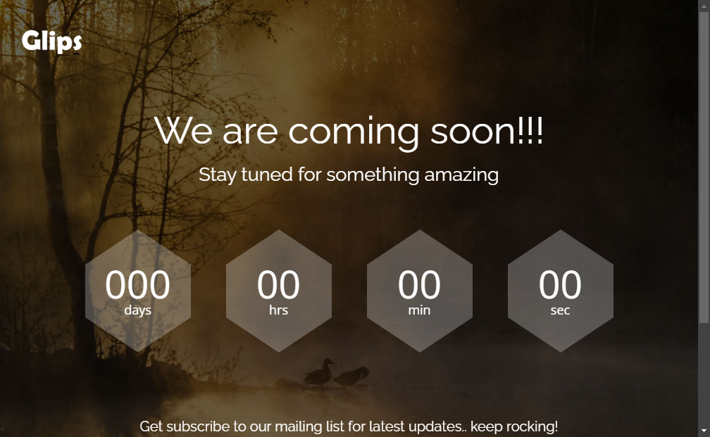 Preview glips-responsive-free-coming-soon-bootstrap-template
